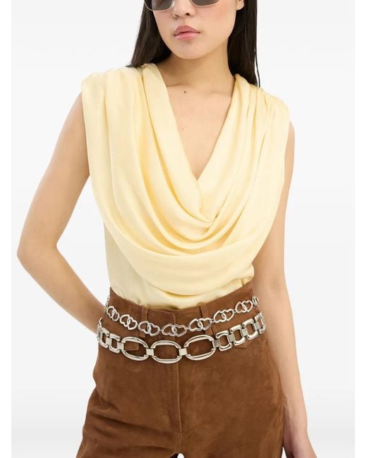 ROTATE BIRGER CHRISTENSEN Natural Chiffon Waterfall Top