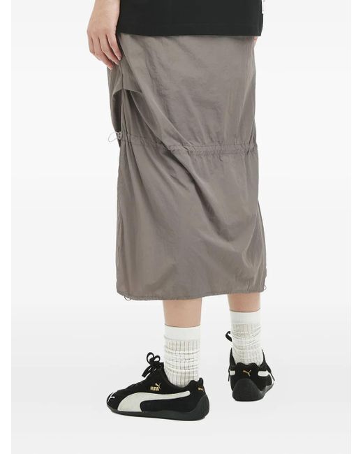 Mini Cream Gray Drawstring Midi Skirt