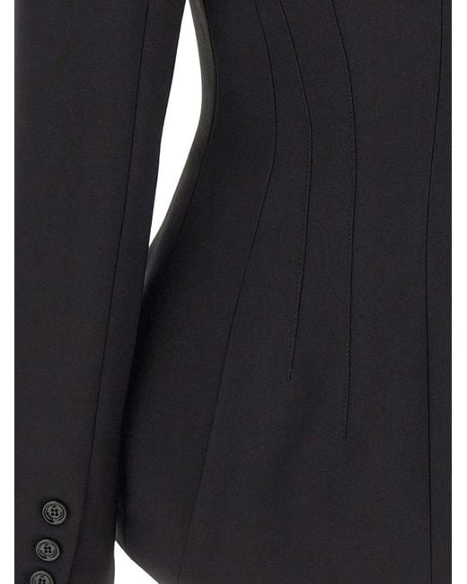 Elisabetta Franchi Black Double-Breasted Darted Jacket