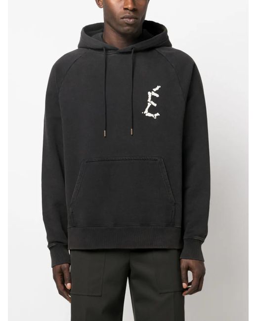 Etudes Studio Black Logo-Print Drawstring Hoodie for men