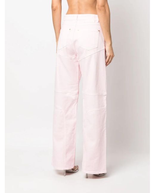 Blumarine Pink Mid-Rise Wide-Leg Jeans