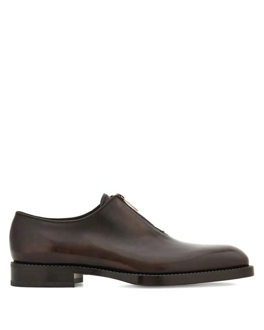 Ferragamo Zip-Closure Derby Shoes in Brown for Men | Lyst