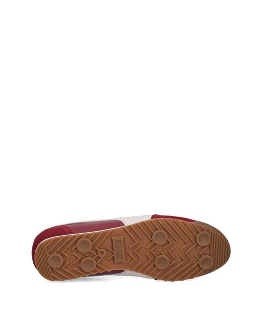 PUMA Red Suede Stripe-Detail Sneakers