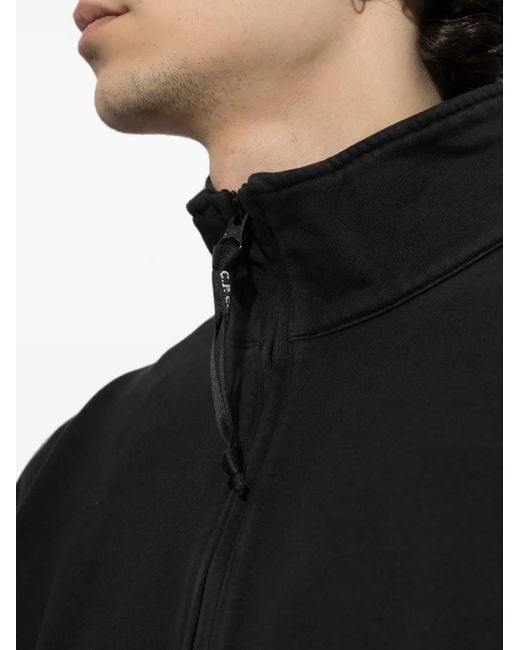 C P Company Black Lens-Detail Quarter-Zip Sweater for men