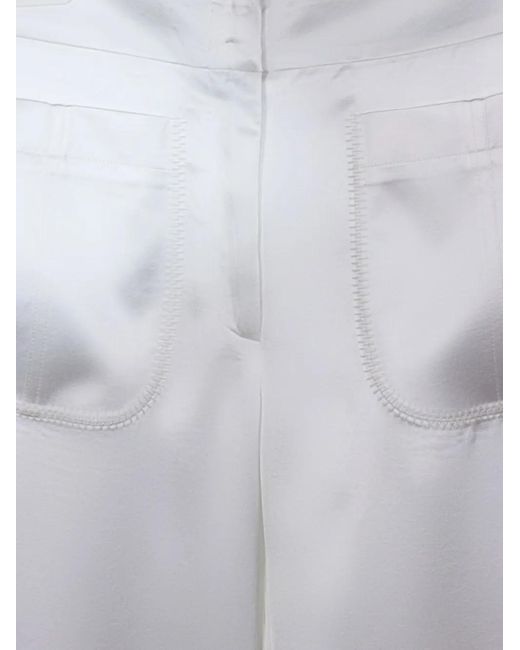 Genny White Mid-Rise Straight-Leg Trousers