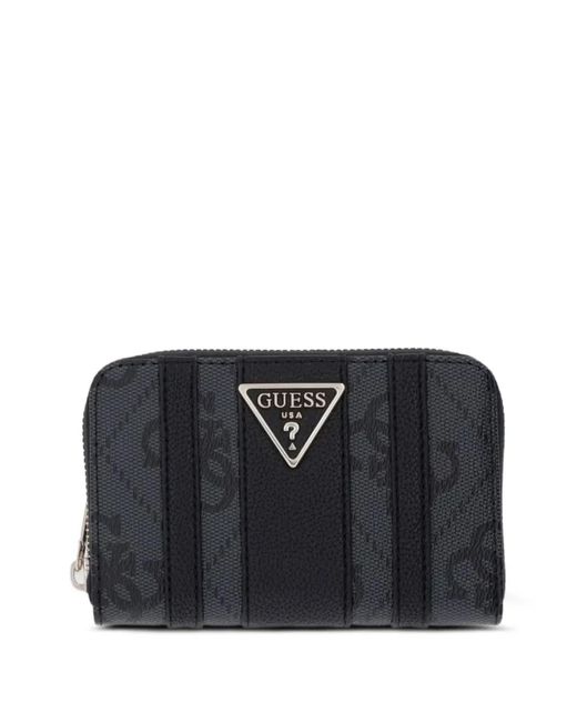 Guess Black Laurel Logo-Print Panelled Wallet