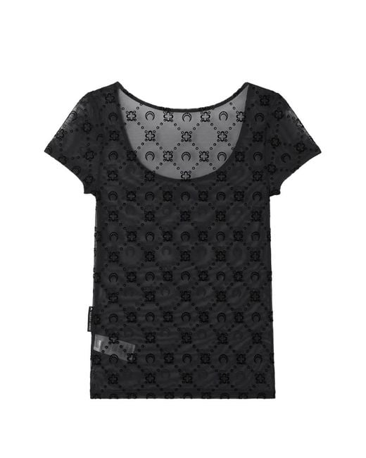 MARINE SERRE Black Moon Diamant Mesh T-Shirt