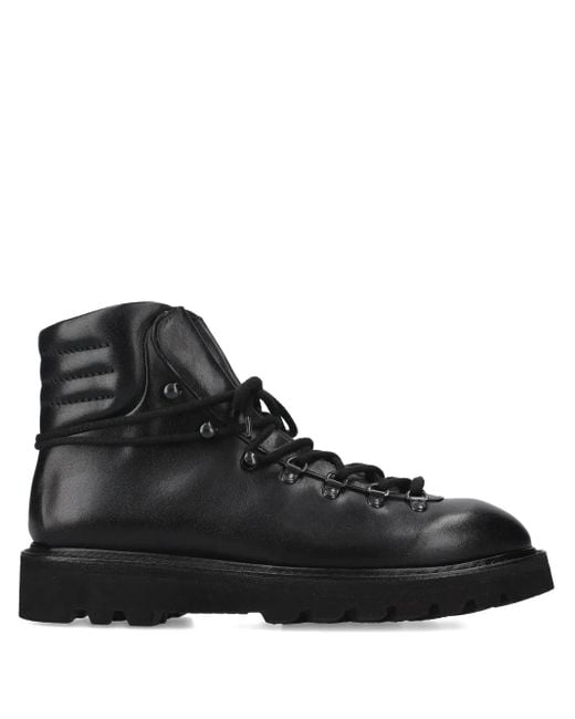 Premiata Black Lace-Up Leather Boots for men