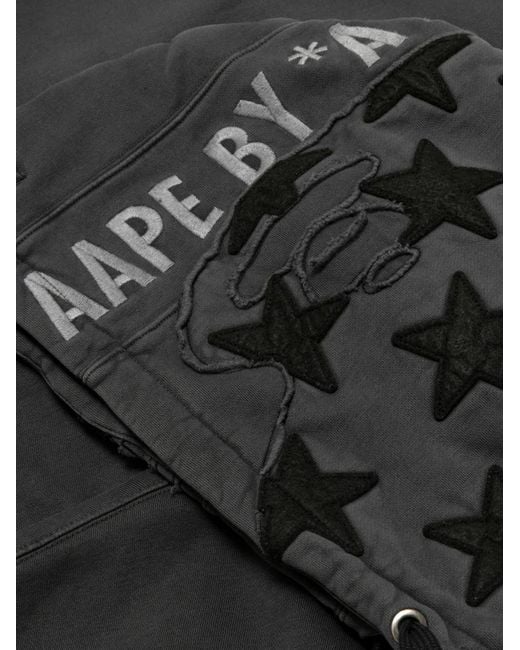 Aape By A Bathing Ape Black Appliqué Hooded Sweater for men