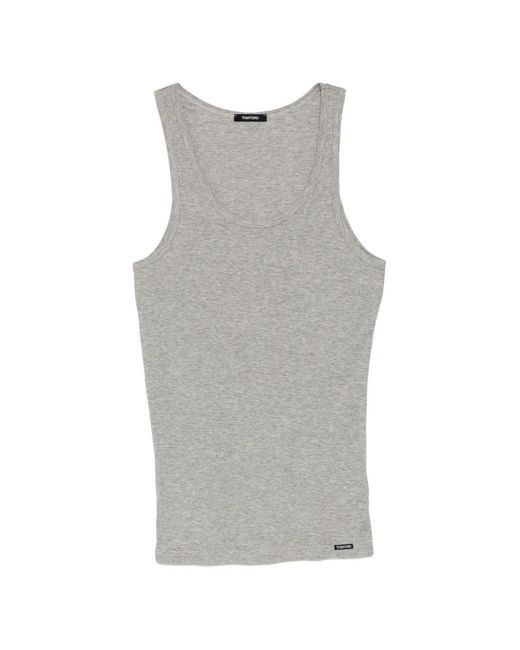 Tom Ford Gray Ribbed-Knit Vest for men