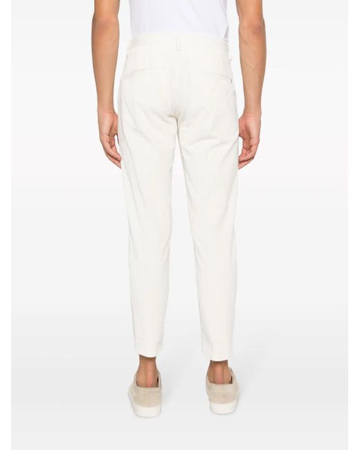 Dondup White Fine-Ribbed Tapered Trousers for men