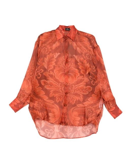 Etro Orange Silk Shirt