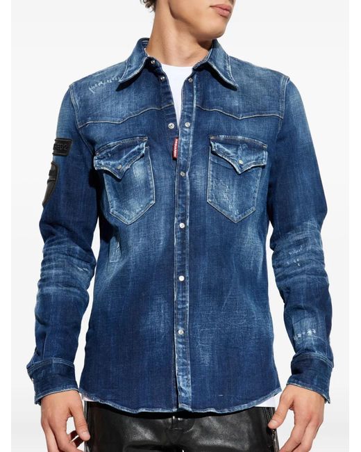 DSquared² Blue X Ducati Patch Pocket Shirt for men
