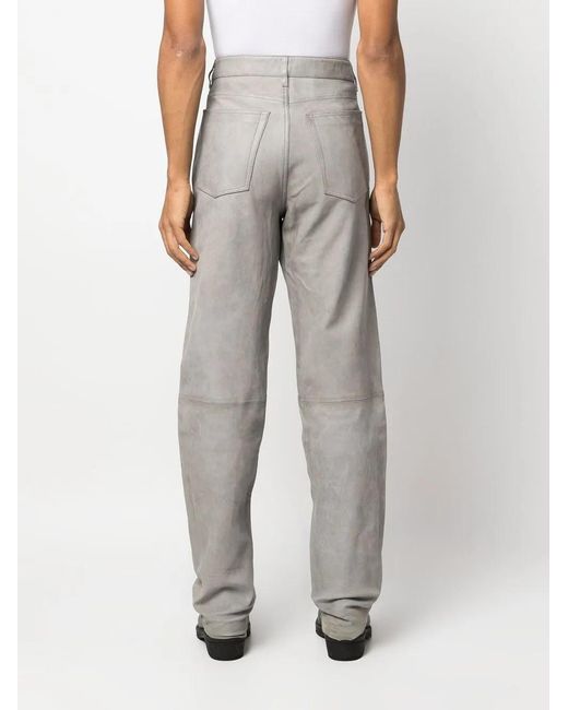 DIESEL Gray P-Mic-A Straight-Leg Leather Trousers