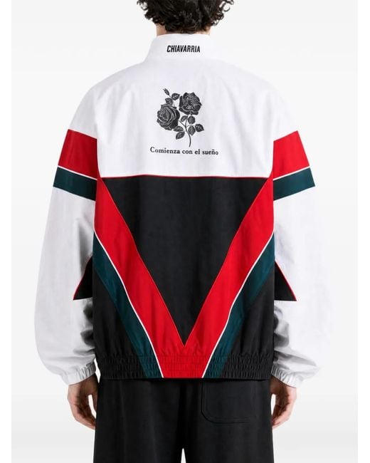 Adidas White X Willy Chavarria Cdm Colour-Block Logo-Patch Jacket