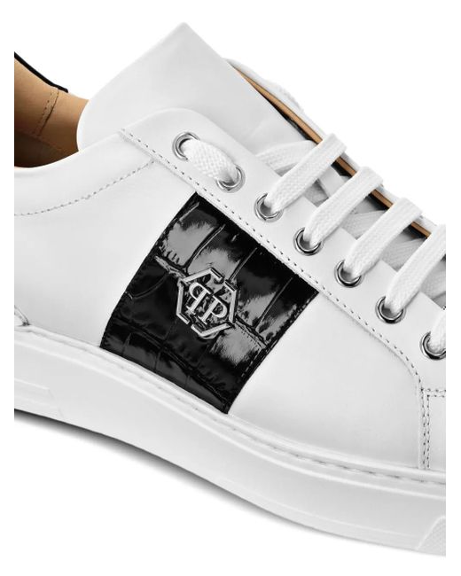 Philipp Plein White Sneakers mit Kroko-Effekt