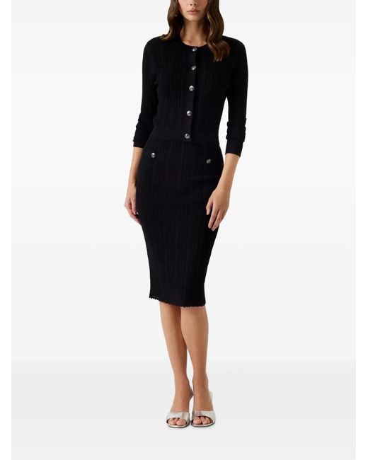 Guess Black Cable-Knit Button-Down Cardigan