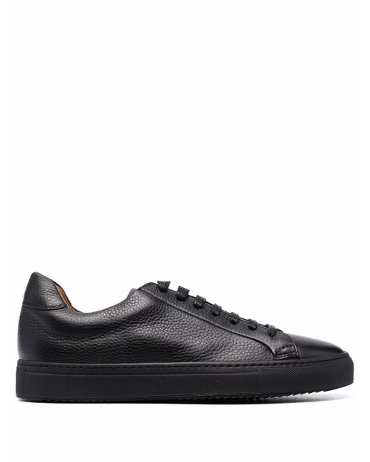 Doucal's Leather Grained-finish Low Top Sneakers in Black for Men - Lyst