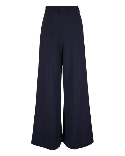 Lafayette 148 New York Blue Doubleface Wool Pallazo Pants