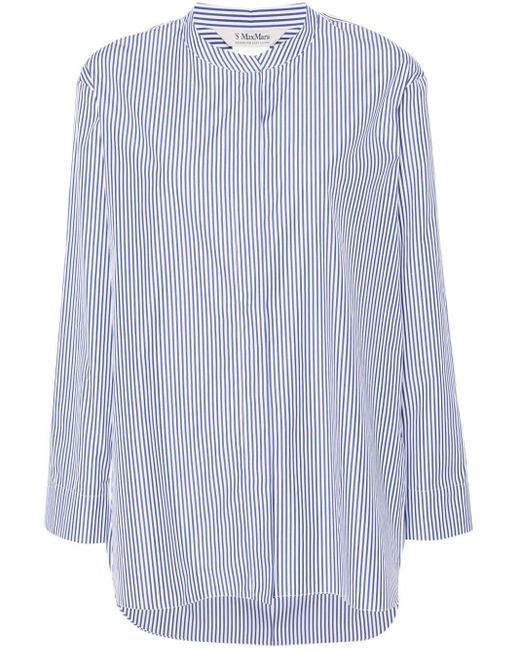 Max Mara Blue Rondine Striped Cotton Shirt