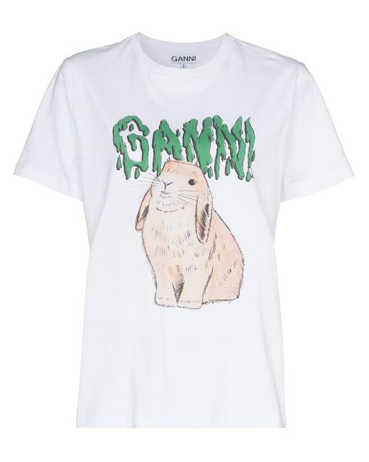 Ganni Multicolor Rabbit Logo T-shirt