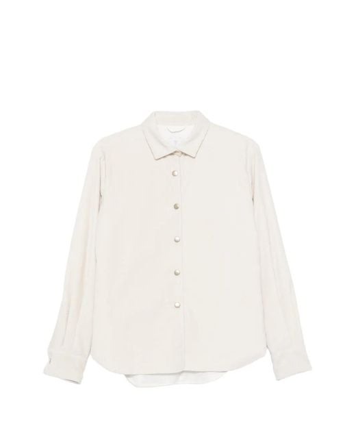 Eleventy White Chemise En Velours Côtelé À Manches Longues