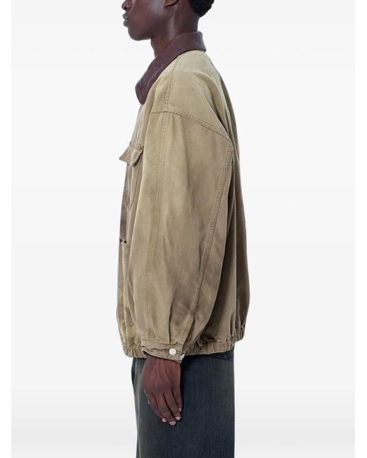 Ssstein Natural Contrast-Collar Patch-Pocket Jacket for men