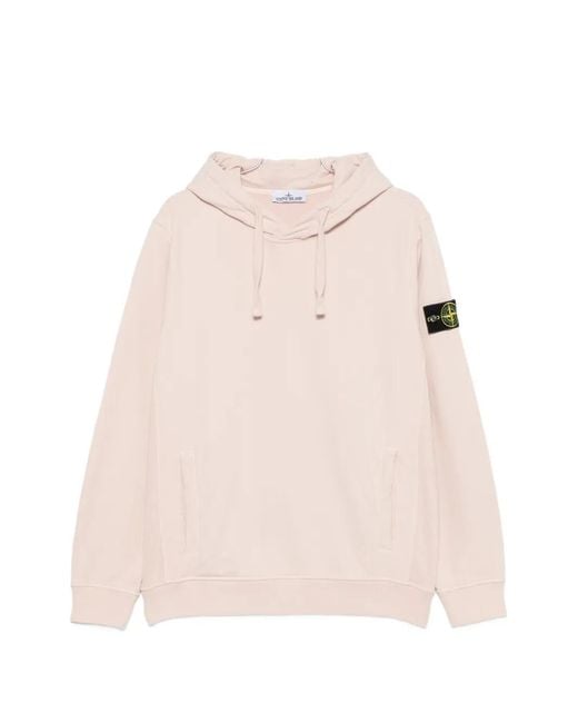 Stone Island Pink Compass-Patch Drawstring Hoodie for men