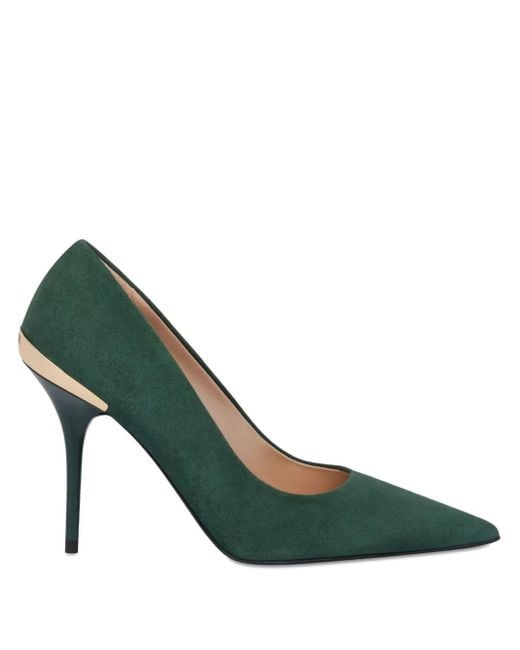 Love Moschino メタリックトリム スエードパンプス Green