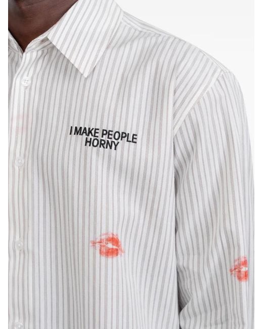 Carne Bollente White Business Sensual Striped-Print Shirt