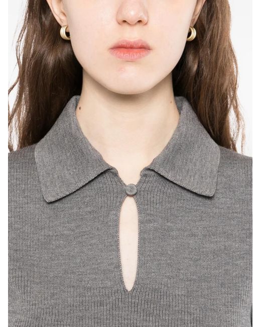 Jil Sander Gray Polo Côtelé En Laine Superfine