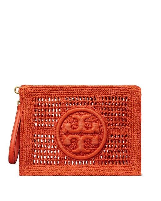 Tory Burch Red Ella Double T-embossed Clutch Bag