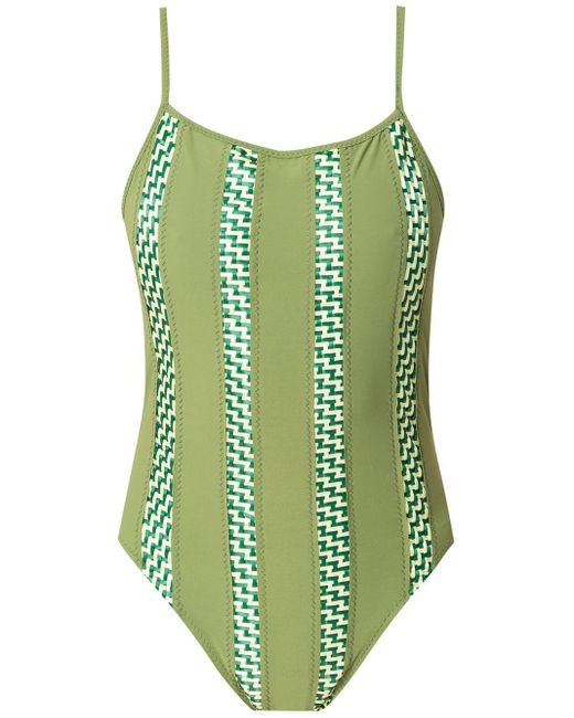 Amir Slama Green Panelled Swimsuit