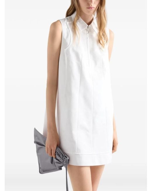 Prada White Chino Zipper Mini-Dress