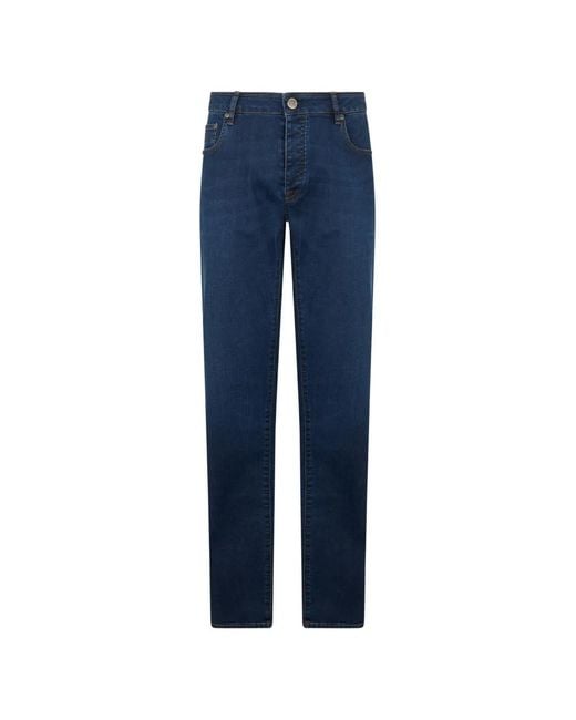 Moorer Blue Straight-Cut High-Waisted Jeans for men