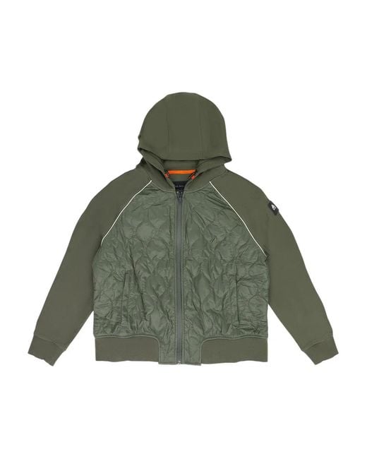 Moose Knuckles Green Zip Quilted Hoodie for men
