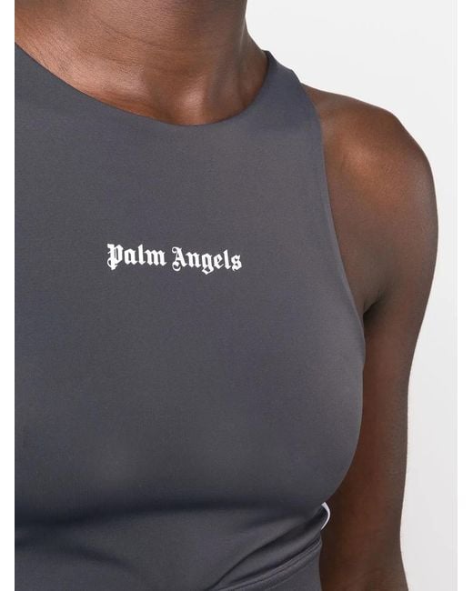 Palm Angels Blue Logo-Print Compression Top
