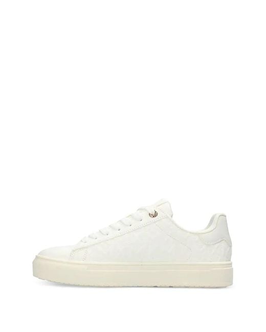 Mexx White Monogram-Embossed Platform Sneakers