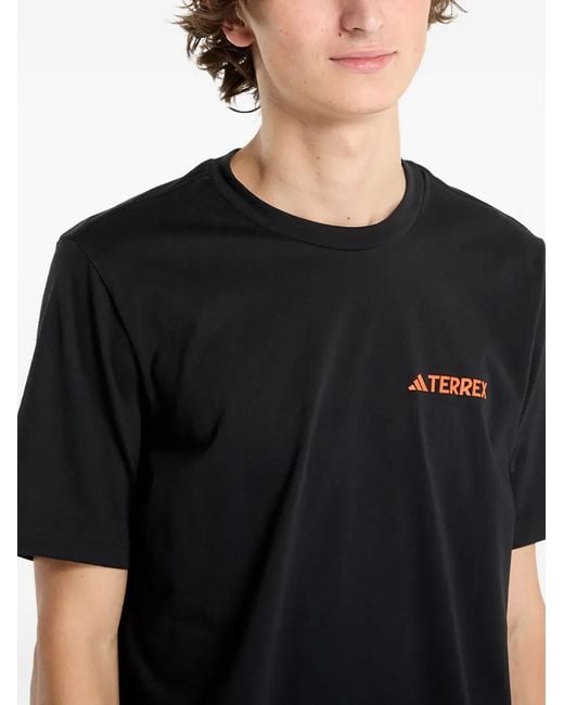Adidas Black Terrex Logo-Print T-Shirt for men
