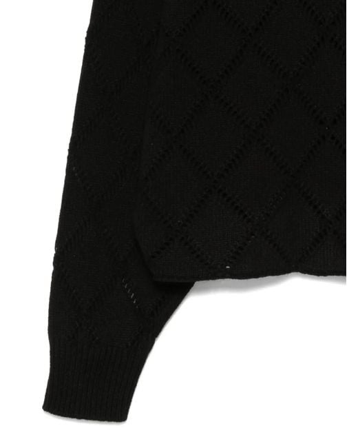 Semicouture Black Openwork Turtleneck Sweater