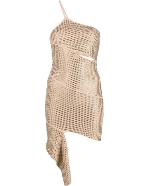 ANDREADAMO Natural Crystal-Embellished Asymmetric Dress