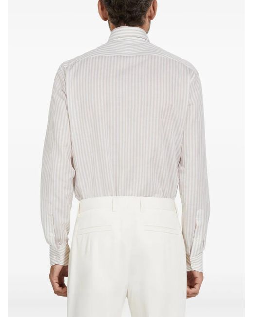 メンズ Zegna Centoventimila ストライプコットンシャツ White