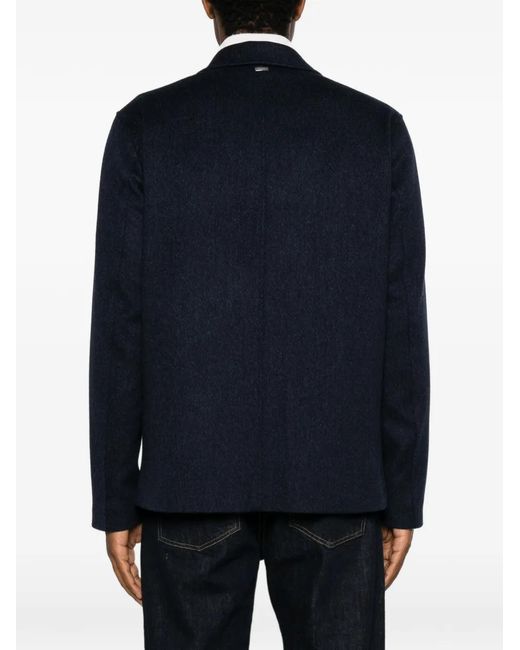 Herno Blue Chest Flap-Pocket Button-Up Jacket for men