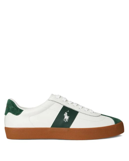 Polo Ralph Lauren White Suede-Panels Leather Sneakers for men