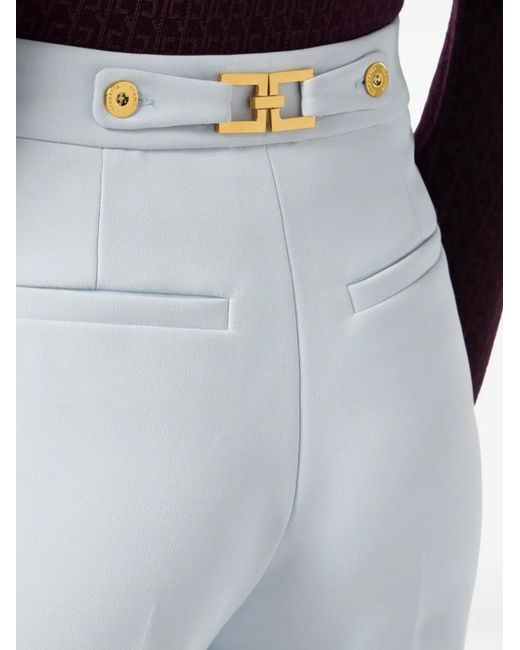 Elisabetta Franchi White Pleated High-Waist Shorts