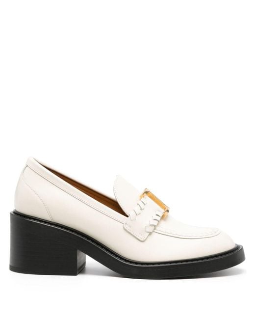 Chloé Natural Marcie 60mm Leather Loafer Pumps