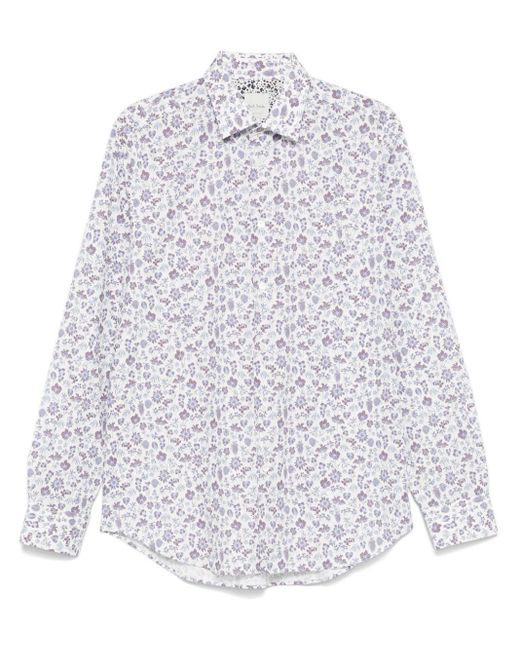 Paul Smith White Floral-Print Shirt for men