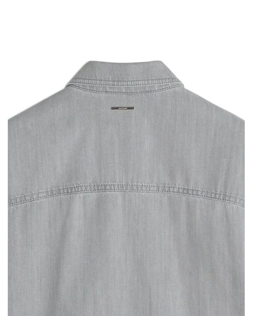 Maison Kitsuné Gray Chemise En Jean Délavé À Poche De Poitrine