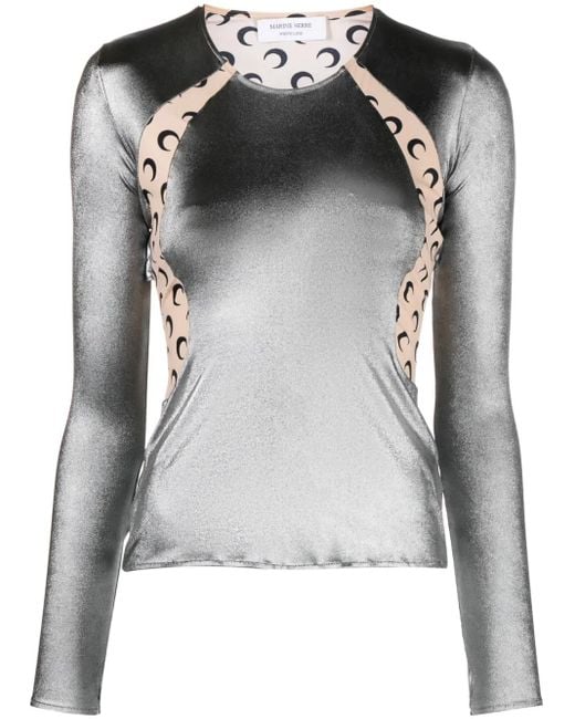 Top à manches longues du serre marin en maillot régénéré MARINE SERRE en coloris Black