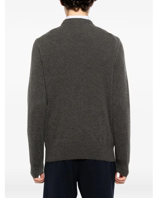 N.Peal Cashmere Gray Oxford Cashmere Sweater for men